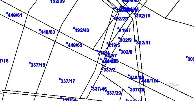 Parcela st. 219/4 v KÚ Petrovice u Borovan, Katastrální mapa