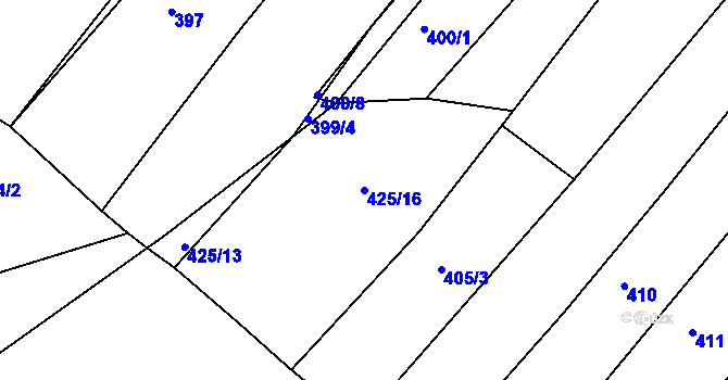 Parcela st. 425/16 v KÚ Petrovice u Borovan, Katastrální mapa