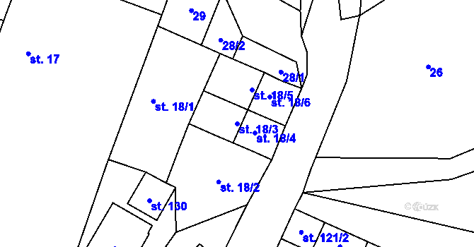 Parcela st. 18/3 v KÚ Petrovice u Humpolce, Katastrální mapa