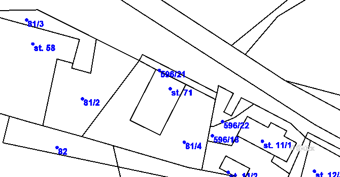 Parcela st. 71 v KÚ Petrovice u Humpolce, Katastrální mapa
