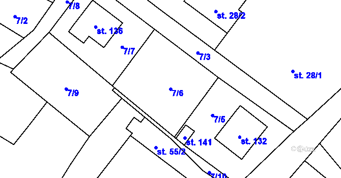 Parcela st. 7/6 v KÚ Petrovice u Humpolce, Katastrální mapa
