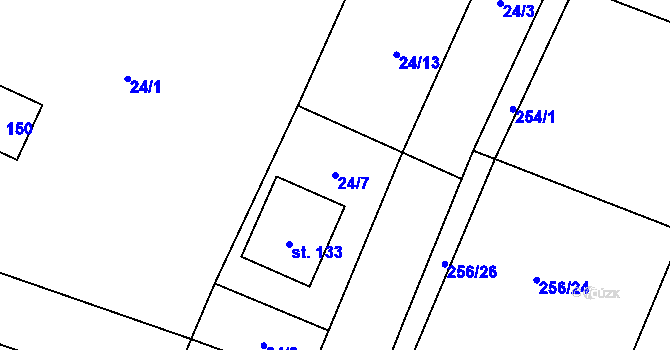 Parcela st. 24/7 v KÚ Petrovice u Humpolce, Katastrální mapa