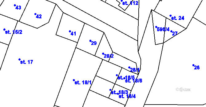 Parcela st. 28/2 v KÚ Petrovice u Humpolce, Katastrální mapa