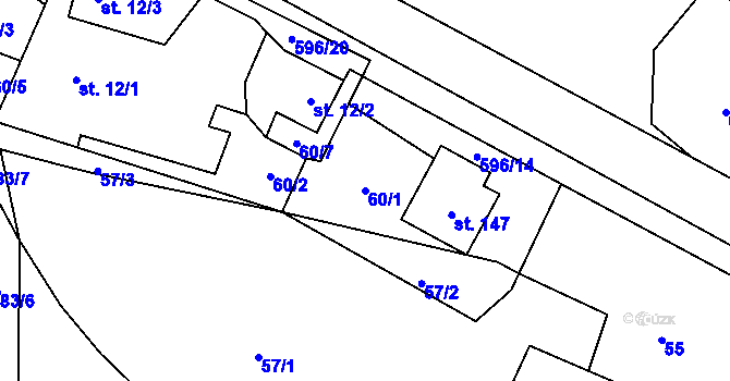Parcela st. 60/1 v KÚ Petrovice u Humpolce, Katastrální mapa
