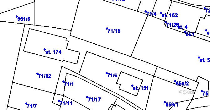 Parcela st. 71/16 v KÚ Petrovice u Humpolce, Katastrální mapa