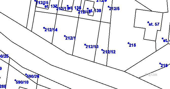 Parcela st. 212/13 v KÚ Petrovice u Humpolce, Katastrální mapa