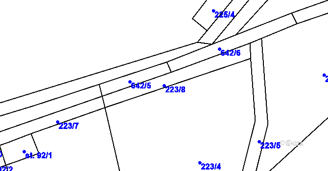 Parcela st. 223/8 v KÚ Petrovice u Humpolce, Katastrální mapa