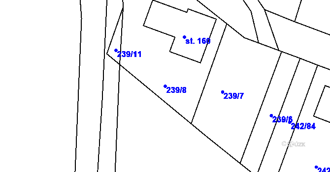 Parcela st. 239/8 v KÚ Petrovice u Humpolce, Katastrální mapa