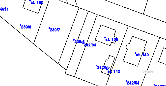Parcela st. 242/84 v KÚ Petrovice u Humpolce, Katastrální mapa