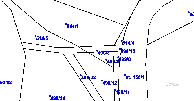 Parcela st. 498/3 v KÚ Petrovice u Humpolce, Katastrální mapa