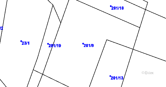 Parcela st. 281/9 v KÚ Petrovice u Humpolce, Katastrální mapa