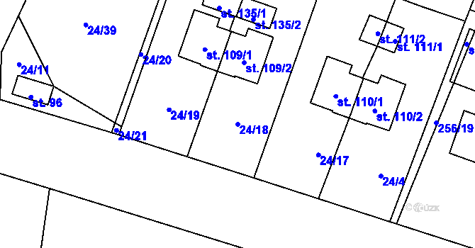 Parcela st. 24/18 v KÚ Petrovice u Humpolce, Katastrální mapa