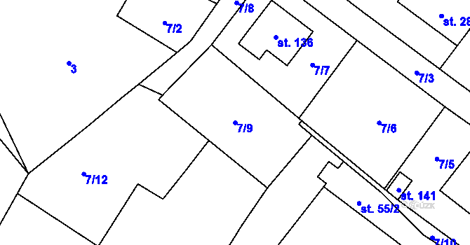 Parcela st. 7/9 v KÚ Petrovice u Humpolce, Katastrální mapa