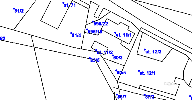 Parcela st. 11/2 v KÚ Petrovice u Humpolce, Katastrální mapa