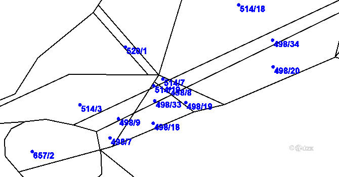 Parcela st. 498/8 v KÚ Petrovice u Humpolce, Katastrální mapa