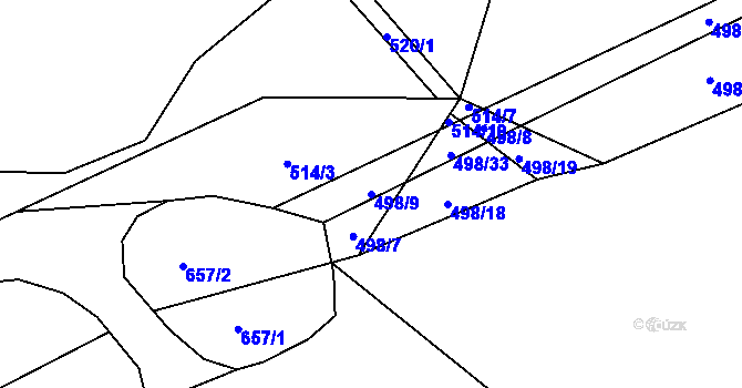 Parcela st. 498/9 v KÚ Petrovice u Humpolce, Katastrální mapa