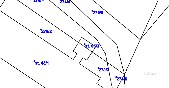 Parcela st. 85/3 v KÚ Petrovice u Humpolce, Katastrální mapa
