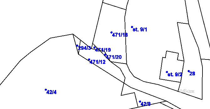 Parcela st. 471/20 v KÚ Petrovice u Domažlic, Katastrální mapa