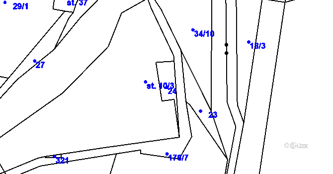 Parcela st. 24 v KÚ Jiřičná, Katastrální mapa