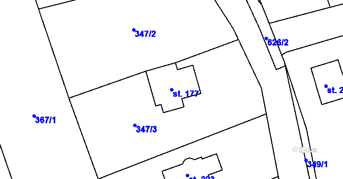 Parcela st. 177 v KÚ Petrovice u Sušice, Katastrální mapa