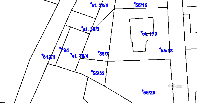Parcela st. 55/7 v KÚ Petrovice u Sušice, Katastrální mapa