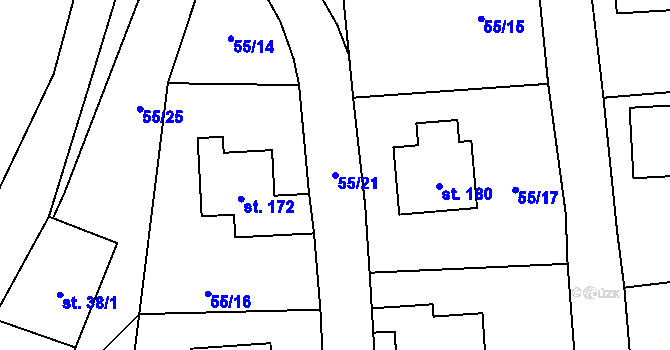 Parcela st. 55/21 v KÚ Petrovice u Sušice, Katastrální mapa