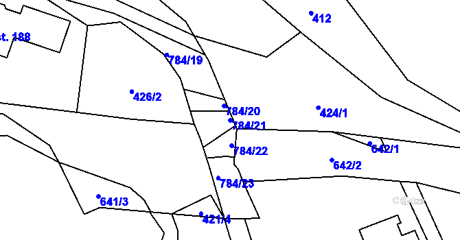 Parcela st. 784/21 v KÚ Petrovice u Sušice, Katastrální mapa