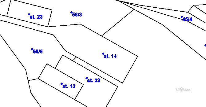Parcela st. 14 v KÚ Rovná u Sušice, Katastrální mapa
