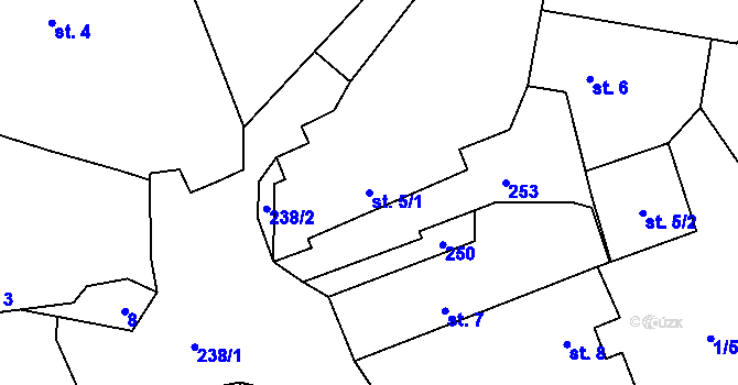 Parcela st. 5/1 v KÚ Trsice, Katastrální mapa