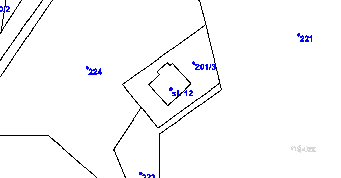 Parcela st. 12 v KÚ Trsice, Katastrální mapa