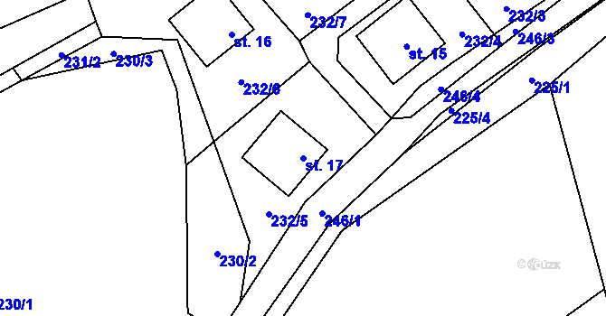 Parcela st. 17 v KÚ Trsice, Katastrální mapa