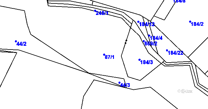 Parcela st. 87/1 v KÚ Trsice, Katastrální mapa