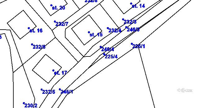 Parcela st. 225/4 v KÚ Trsice, Katastrální mapa