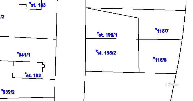 Parcela st. 195/2 v KÚ Petrovice v Lužických horách, Katastrální mapa