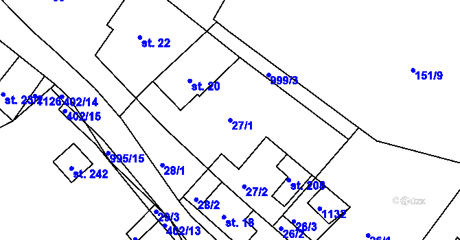 Parcela st. 27/1 v KÚ Petrovice v Lužických horách, Katastrální mapa