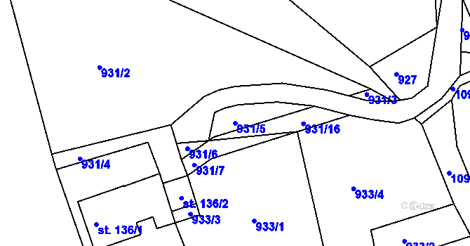 Parcela st. 931/5 v KÚ Petrovice v Lužických horách, Katastrální mapa