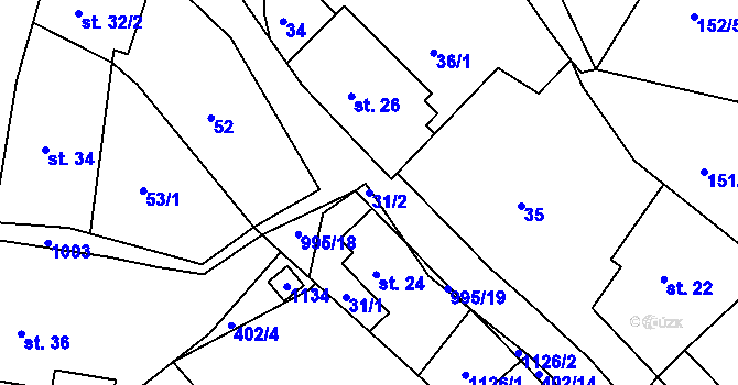 Parcela st. 31/2 v KÚ Petrovice v Lužických horách, Katastrální mapa