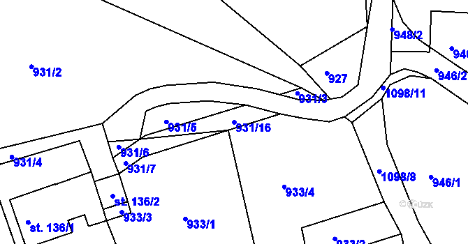 Parcela st. 931/16 v KÚ Petrovice v Lužických horách, Katastrální mapa
