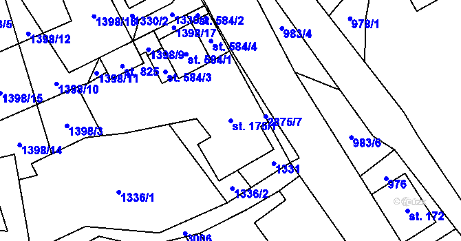 Parcela st. 175/1 v KÚ Petrovice u Chabařovic, Katastrální mapa