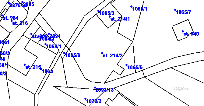 Parcela st. 214/2 v KÚ Petrovice u Chabařovic, Katastrální mapa