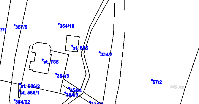 Parcela st. 334/2 v KÚ Petrovice u Chabařovic, Katastrální mapa