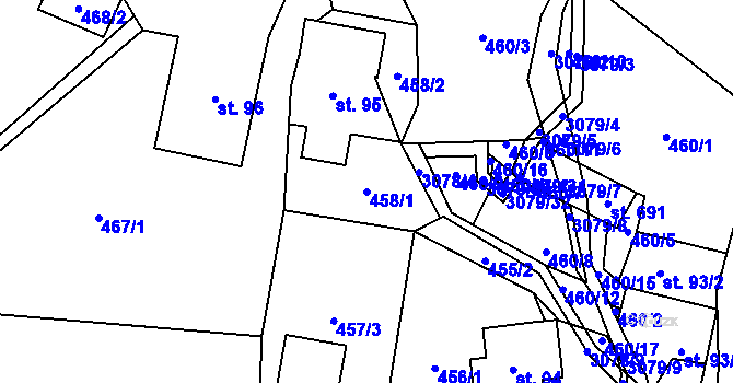 Parcela st. 458/1 v KÚ Petrovice u Chabařovic, Katastrální mapa