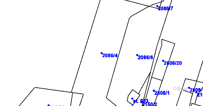 Parcela st. 2086/4 v KÚ Petrovice u Chabařovic, Katastrální mapa