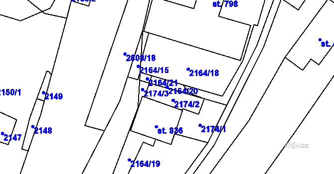 Parcela st. 2164/20 v KÚ Petrovice u Chabařovic, Katastrální mapa