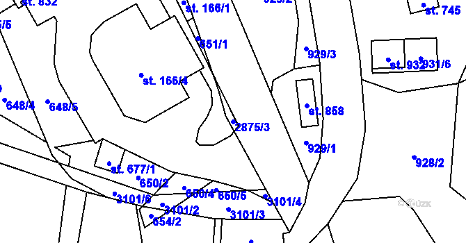 Parcela st. 2875/3 v KÚ Petrovice u Chabařovic, Katastrální mapa