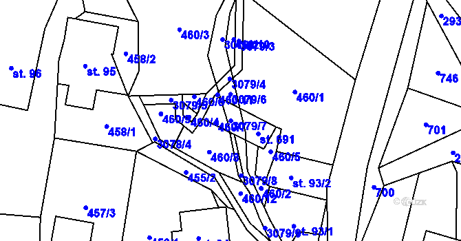 Parcela st. 3079/7 v KÚ Petrovice u Chabařovic, Katastrální mapa