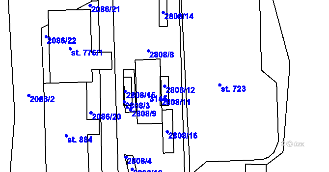 Parcela st. 2808/12 v KÚ Petrovice u Chabařovic, Katastrální mapa