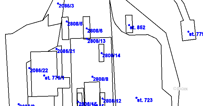Parcela st. 2808/14 v KÚ Petrovice u Chabařovic, Katastrální mapa