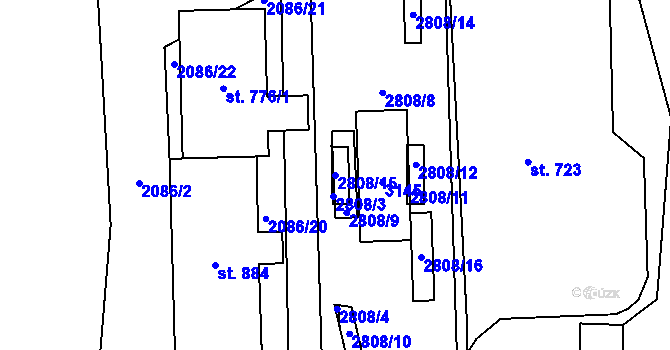 Parcela st. 2808/15 v KÚ Petrovice u Chabařovic, Katastrální mapa