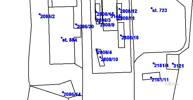 Parcela st. 2808/4 v KÚ Petrovice u Chabařovic, Katastrální mapa
